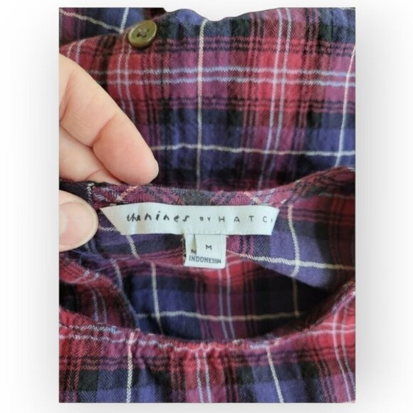 HATCH Navy Berry Plaid Maternity Blouse Boho Comfy Size M - Picture 6 of 7